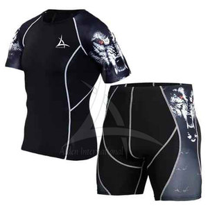 Ensemble de shorts de compression décontractés pour hommes, taille mi-haute, séchage rapide, vente en gros - Product Image 1