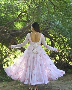 นำเสนอใหม่ชุดพิมพ์ลาย anarkali ชุด georgette กับ3ขั้นตอนผ้าระบายเย็บอย่างดี - Product Image 3