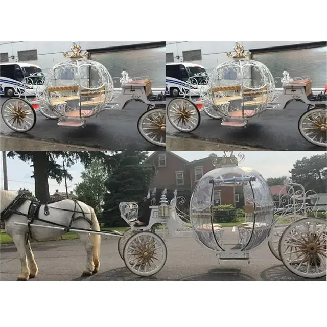 Style princesse mariage cendrillon chariot mariage or blanc cendrillon chariot rêve mariage conte de fées cendrillon chariot