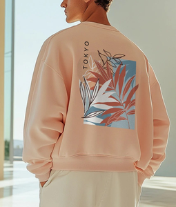 Meilleure qualité Logo personnalisé surdimensionné en caoutchouc sérigraphié col rond hommes sweat-shirt 480 GSM 100% coton polaire lourd - Product Image 6