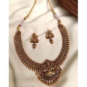 Premium Quality <b>Gold</b> Plated Classic Temple <b>Jewelry</b> <b>Set</b> Necklace <b>Set</b> With Earrings for Women's Weddings Parties Engagements - Product Image 1