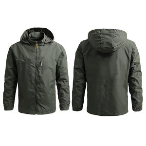 Veste imperméable en gros pour hommes, à séchage rapide, manches longues, poche zippée, coupe-vent pour homme, veste d'extérieur - Product Image 5