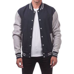 Blouson universitaire bleu clair personnalisé 2026 pour homme, style baseball, avec manches en cuir brodées, col montant en toile, idéal pour l'hiver - Product Image 2