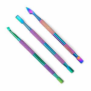 Juego de 3 Piezas de Empujadores de Cutículas de Acero Inoxidable Plateado con Estuche de Cuero, Kit de Herramientas para Manicura y Pedicura - Product Image 2