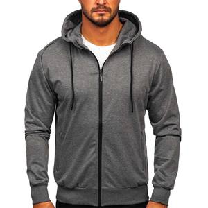 Sudadera con capucha de invierno gris al por mayor, con cremallera, corte regular, forro polar transpirable, ecológica, con logo frontal personalizado, poliéster/algodón - Product Image 4