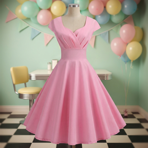 Solid Color <b>Vintage</b> A-Line Swing <b>Dress</b> Elegant 1950s Style Retro Evening <b>Cocktail</b> <b>Dress</b> - Product Image 2