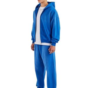 Hot Trending Men's Oversized Regular Fit Printed 100% Cotton Tracksuit Zip <b>Hoodie</b> Side Pockets Sweatpants 2 Piece Set Jogging - Product Image 3