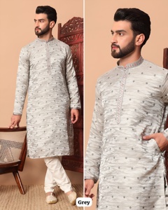 Conjunto de kurta de diseño para hombre, ropa tradicional y étnica, con jacquard pesado y trabajo de lentejuelas, con pijama de algodón, listo para usar. - Product Image 2