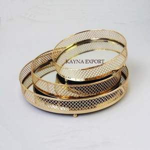 Bandeja de servicio de estilo martillado de Metal artesanal, uso Chapado en latón, propósito de regalo de boda y bandeja de Metal decorativa de mesa - Product Image 5