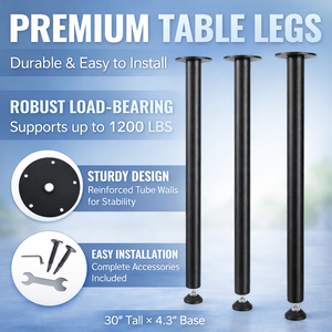 <b>Adjustable</b> Stainless Steel Desk <b>Legs</b> 30-Inch Midcentury Design Enhanced Stability Easy Installation Home Office EDPTBL024 - Product Image 3