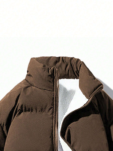 Nouveau Style hommes plaine teint toile décontracté doudoune fermeture éclair avant doublure thermique coupe-vent respirant chauffé col montant - Product Image 3