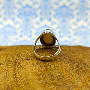 Bague œil de chat en argent 925 faite à la main avec bijoux en diamant fantaisie à double bande pour femmes, cadeau d'anniversaire et de mariage d'Inde - Product Image 4