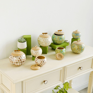 Handmade Spun <b>Bamboo</b> Bowl Decorative Bowl with Lid <b>Bamboo</b> Storage <b>Container</b> From Viet Nam - Product Image 1