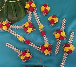 Conjunto de joyas de flores indias para Haldi Mehandi Baby Shower boda mujeres niñas - Product Image 2