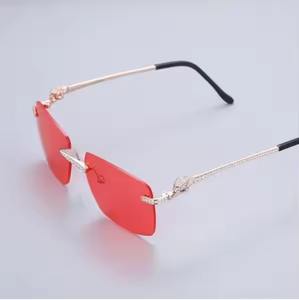 Nouveautés Lunettes de soleil de forme rectangulaire tendance de marque supérieure Lunettes de soleil à monture Moissanite Diamond Panther pour femmes et hommes - Product Image 2
