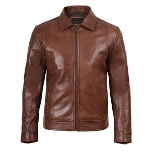 Chaquetas de cuero de calidad para hombre, nueva moda, chaqueta de cuero marrón personalizada, chaqueta de cuero Vintage Boxy para hombre, hecha por Dikson Sports - Product Image 3
