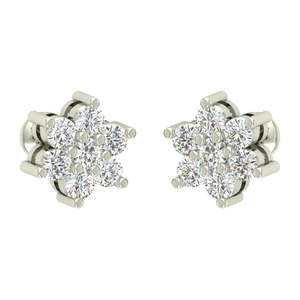 Boucles d'oreilles clous en forme de diamant floral pour femmes et filles en or rose - Product Image 3