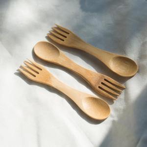 Bambú natural de madera Spork con logotipo personalizado superventas biodegradable sporks precio más bajo - Product Image 6