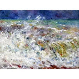 Renoir azulejo Mural baño pared Backsplash paisaje marino olas del mar en mármol cerámica intrincado diseño para baños elegantes - Product Image 1