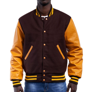 Top Notch Men's Wool Body <b>Leather</b> Sleeve Button Up Varsity <b>Jackets</b> Blank Patches Custom Design Embroidery Unisex <b>Jackets</b> For Men - Product Image 3