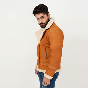 Tenue tendance Vente en ligne Veste en cuir en fausse fourrure tendance High Street Veste en cuir en fausse fourrure pour hommes de qualité supérieure - Product Image 5