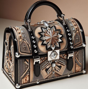 Sac richement texturé avec des motifs de mandala anciens et des tons cuivrés. Disponible à prix de gros. Chef-d'œuvre artistique. - Product Image 3