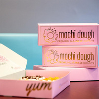 Boîte à pâtisserie rose en carton de qualité alimentaire de luxe avec logo en feuille d'or, emballages pour pâtisseries, boîtes pour beignets