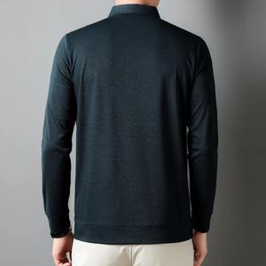 Polo de manga larga informal de negocios de Color sólido para hombre, camiseta elástica de corte ajustado diario para ir al trabajo, Jersey, camiseta de golf de estilo informal, para uso diario, para uso diario - Product Image 3