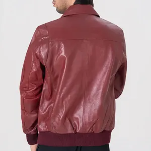 Veste en cuir bomber pour homme - Product Image 3