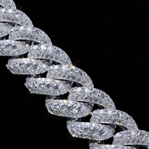 สร้อยคอคิวบาลิงค์ประดับเพชรโมอิสซาไนต์แบบ Iced Out สไตล์ฮิปฮอป จากโรงงาน ชุบทอง 18K เงินแท้ 925 สร้อยคิวบาลิงค์สำหรับผู้ชาย - Product Image 2