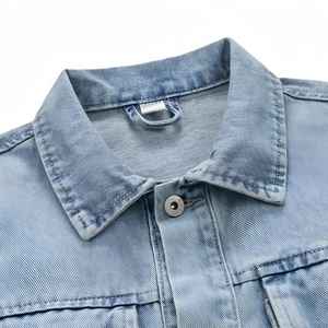 Vestes en jean régulières d'hiver délavés en toile de rue haute avec logo personnalisé pour hommes - Product Image 6