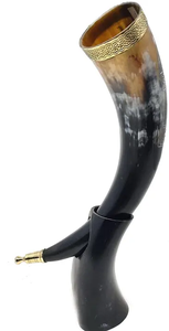 Cuerno de toro de búfalo pulido a la moda, tazas de cuerno vikingo para beber, soporte de hierro impermeable, jarras que ofrecen un vistazo a las costumbres antiguas - Product Image 4