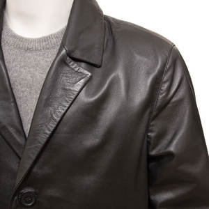 เสื้อโค้ทหนังผู้ชายแนวสตรีทสูงสำหรับฤดูใบไม้ร่วง/ฤดูหนาวแจ็คเก็ตลำลองสีทึบกันน้ำระบายอากาศสไตล์ใหม่ - Product Image 3