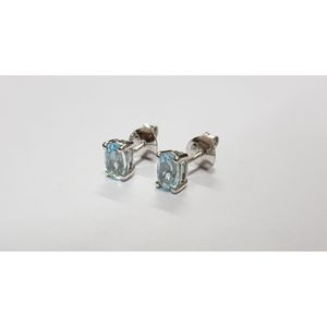 Pendientes de Plata de Ley 925 con Gemas Shah para Mujer, Topacio Azul Cielo Natural, Estilo Moderno y Lindo para Compromiso y Boda - Product Image 4