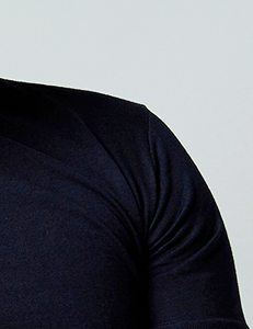 <b>Men's</b> Blue <b>Long</b> Sleeve Knitted T-Shirt O-Neck Made of Polyester/Cotton Material - Product Image 4