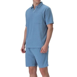 Conjunto Deportivo Informal de Algodón Transpirable de Alta Calidad para Hombre, MOQ Bajo, Camiseta de Manga Corta y Pantalones Cortos, Conjunto de 2 Piezas - Product Image 1