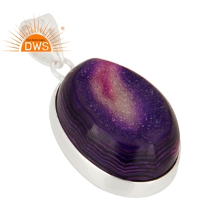 Hot Selling <b>Sterling</b> <b>Silver</b> Natural Purple Druzy Gemstone Gemstone Pendant Custom Jewelry <b>For</b> <b>Women</b> Gift <b>For</b> Her - Product Image 2