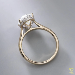 Élégante bague de fiançailles plaquée or 14 carats avec diamant central ovale et bracelet en diamant assorti, cadeau de bijoux de mariage classique - Product Image 3