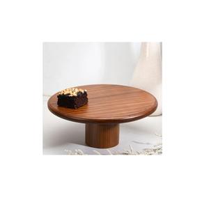 Soporte redondo de hierro para pastel, bandeja de postre con tapa de madera para servir pasteles recubierta de polvo negro, tamaño ideal para decoración del hogar - Product Image 3