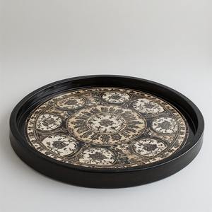 Assiette de présentation en fer crème opaline douce bordure dorée Art moderne Design antique Léger pour buffet de mariage de qualité supérieure - Product Image 4