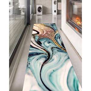 Blue And Gold Marble Printed <b>Rug</b> - Luxury Home Decor,<b>Chenille</b> <b>Rug</b> - Product Image 5