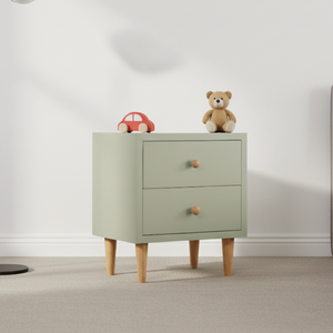 Florence <b>Cream</b> Color Wooden <b>Bedside</b> Cabinet with Two Drawers Modern Style Storage for Children and Kids Bedroom Living Room - Product Image 1