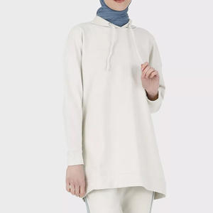 2025 nueva llegada negro completo largo mujer modesto Sudadera con capucha último diseño canguro bolsillo Drop-shoulder sudaderas con capucha para mujer - Product Image 4