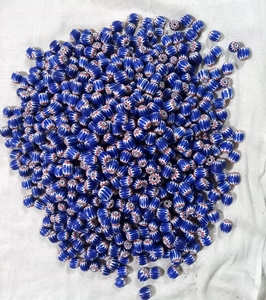 Handmade Chevron Lampwork Glass <b>Beads</b> Unique One-of-a-Kind <b>Loose</b> Nature Crystal One Strand Product - Product Image 5