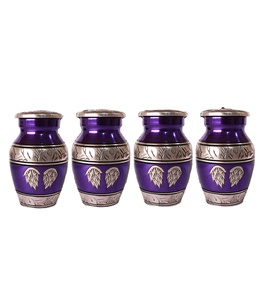 <b>Small</b> Purple Urns for Human Ashes - Angel Keepsake Urn Set of 4 with Black <b>Box</b> and Bag - <b>Small</b> Cremation Urns for Women - Product Image 1
