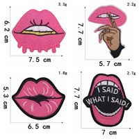 Série Personnalité Fille : Patchs brodés en tissu sergé thermocollants, motif rouge à lèvres et talons hauts pour vêtements
