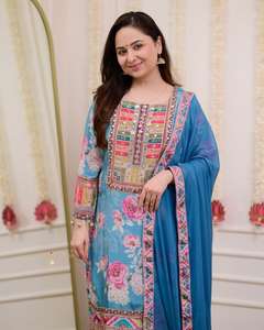 Witt Elegant Printed & Embroidered Silk Pent & Dupatta with Lace Full Lining Work and Stone for Party Wear - Product Image 5