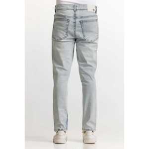 Jean droit vintage Y2K bleu clair, taille mi-haute, délavé, denim skinny brodé foncé, modèle tricoté n° MNJNSSS24002 - Product Image 5