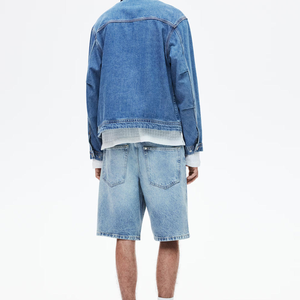 Shorts de Mezclilla de Algodón de Corte Moderno, Tela Elástica, Estampado de Moda, Shorts Casuales, Shorts de Mezclilla de Algodón Índigo Premium, Tela Resistente - Product Image 3