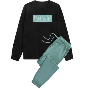 Jersey con estampado de letras para hombre, pantalones de chándal de cintura con cordón, bordado personalizado de alta calidad, conjunto liso de verano en blanco, OEM - Product Image 1